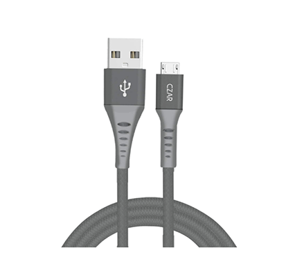 czar c3215 nylon braided micro usb data cable 5 feet long for most android phones (grey)